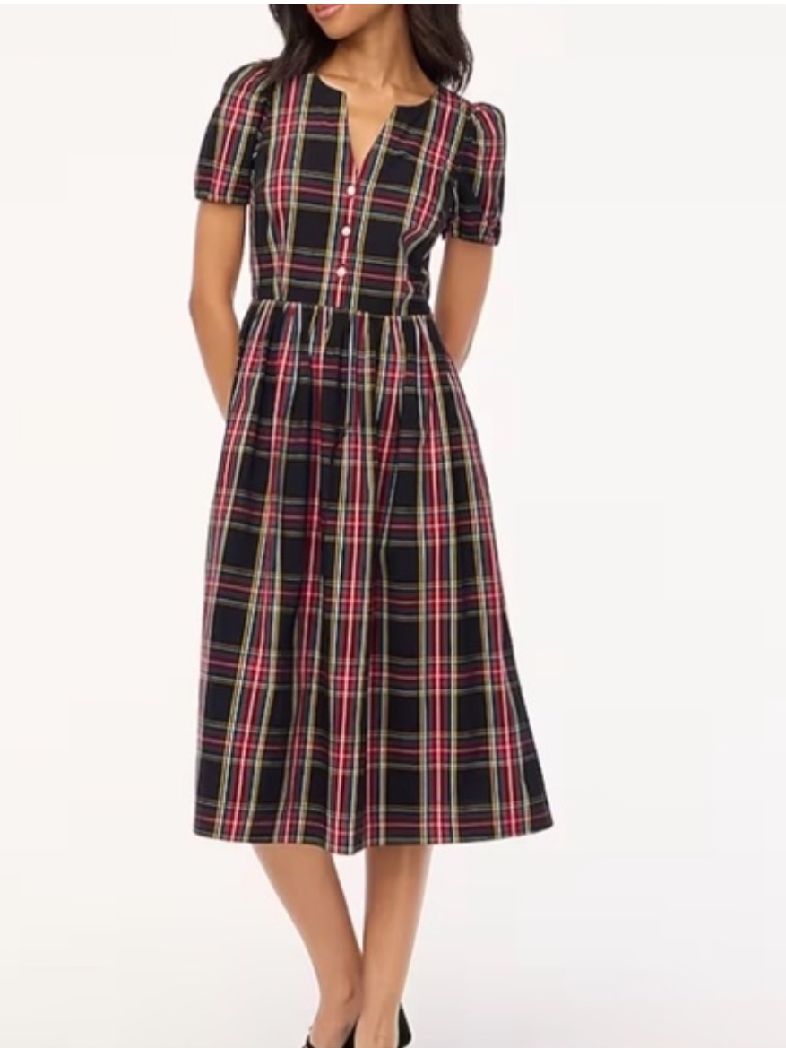 J. Crew Stewart Tartan Plaid Midi Dress